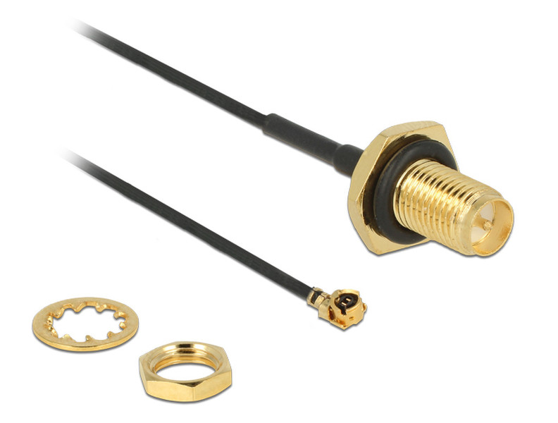 DeLOCK 89584 RP-SMA MHF Black,Gold coaxial cable