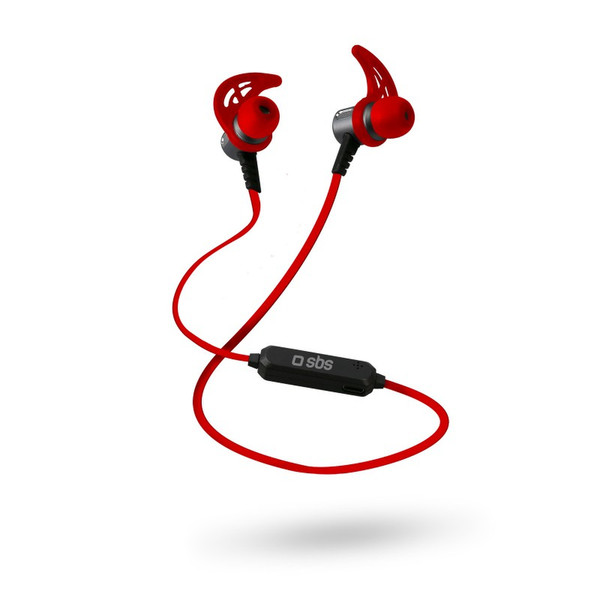 SBS TESPORTEARSETBT500R im Ohr, Nackenband Binaural Bluetooth Rot Mobiles Headset