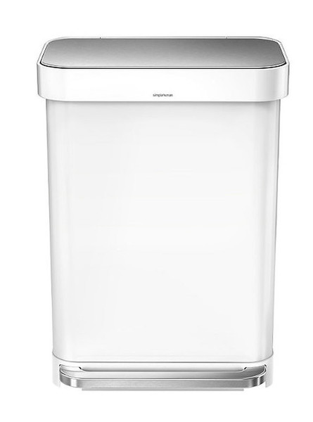 simplehuman CW2026 55L Rectangular Stainless steel Stainless steel,White trash can