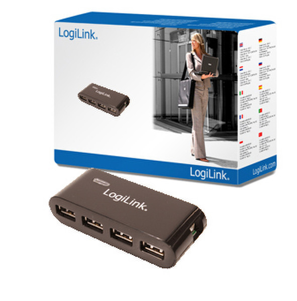 LogiLink USB Hub 4-Port 480Mbit/s Schwarz Schnittstellenhub