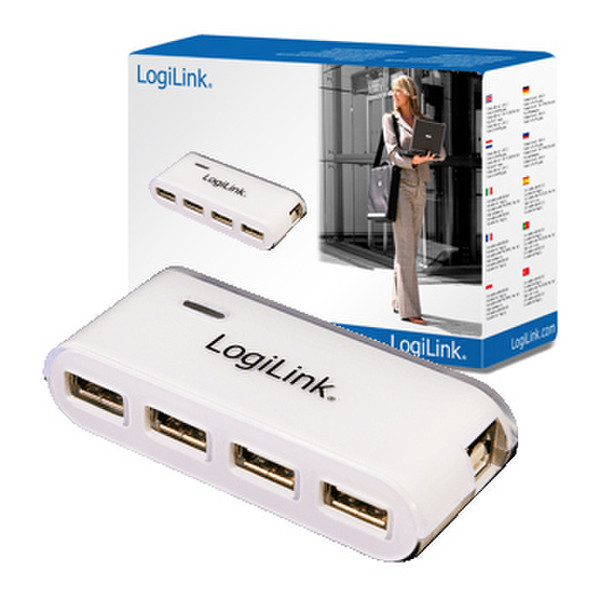 LogiLink USB 2.0 Hub 4-Port 480Мбит/с Белый хаб-разветвитель