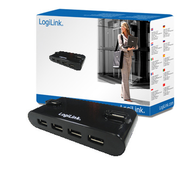 LogiLink USB 2.0 Hub 10-Port 480Mbit/s Black interface hub
