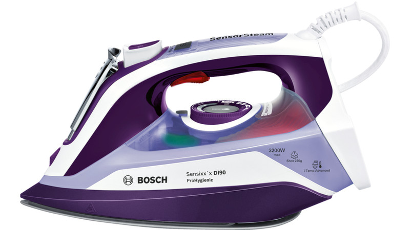 Bosch Sensixx'x DI90 Dry & Steam iron Ceranium Glissée Pro soleplate 3200W Violet,White