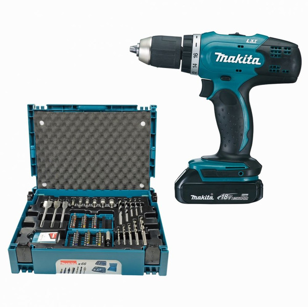 Makita DDF453SYJ1 Дрель с рукояткой пистолетного типа Литий-ионная (Li-Ion) 1.5А·ч 1600г аккумуляторная комби-дрель