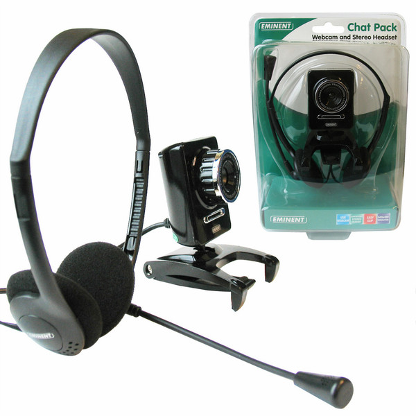 Eminent Webcam + Stereo Headset 640 x 480pixels USB Black webcam