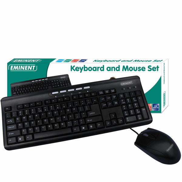 Eminent Keyboard and Mouse Set USB QWERTY Black keyboard