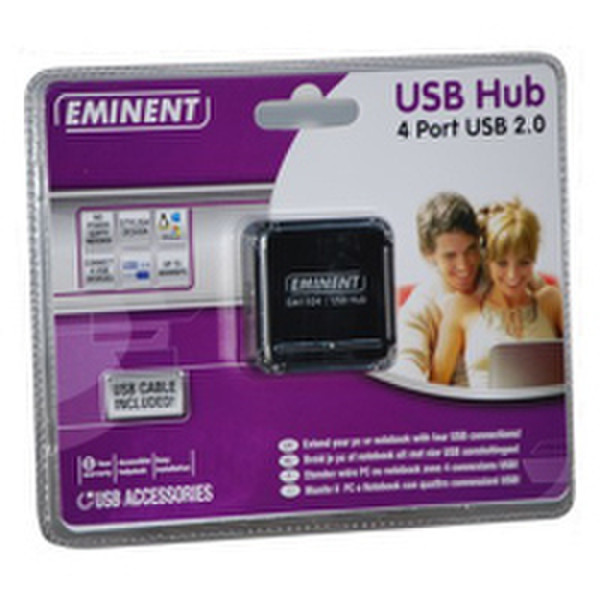 Eminent EM1104 480Mbit/s Black interface hub