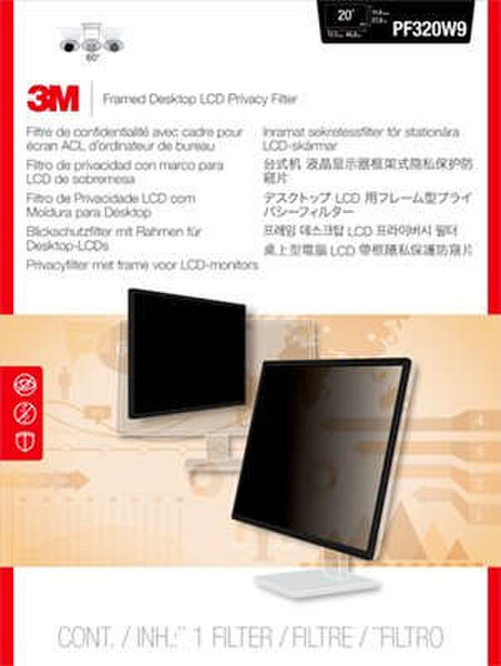 3M PF200W1F 20.1Zoll Monitor Framed display privacy filter Bildschirmfilter