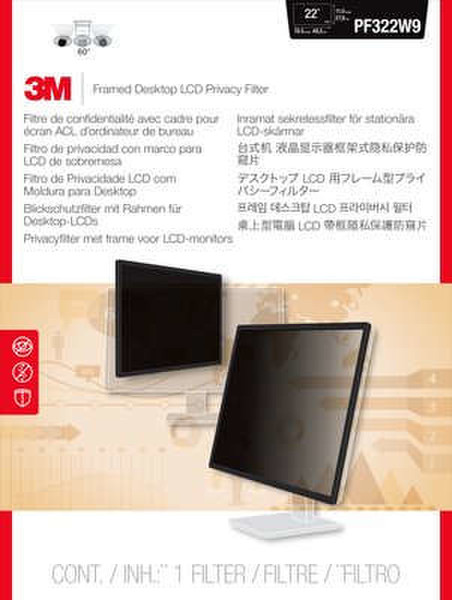 3M PF220W9F 22Zoll Monitor Framed display privacy filter Bildschirmfilter