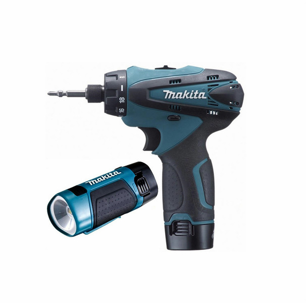 Makita DF030DWLE Дрель с рукояткой пистолетного типа Литий-ионная (Li-Ion) 1.3А·ч 900г Черный, Синий аккумуляторная комби-дрель