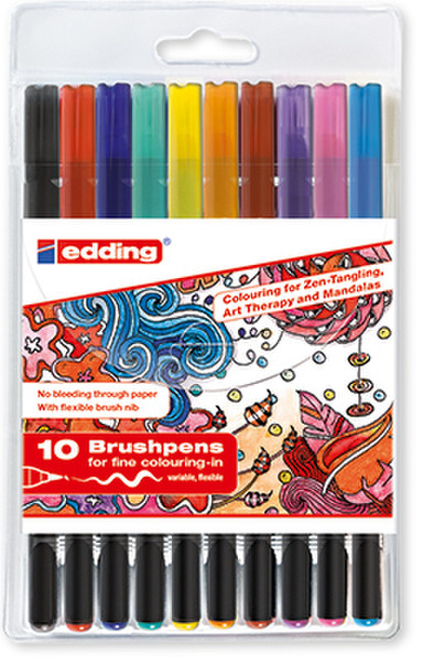 Edding 003056 Fettdruck Schwarz, Blau, Grün, Lila, Violett, Rot, Gelb 10Stück(e) Filzstift