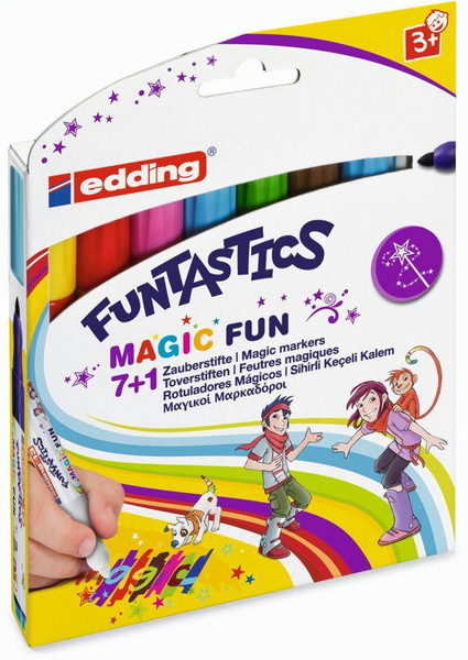 Edding Funtastics 7+1 Пулевидный наконечник Бежевый, Черный, Синий, Бордо, Коричневый, Бирюзовый, Зеленый, Светло-синий, Лиловый, Оранжевый, Розовый, Пурпурный, Желтый 8шт маркер