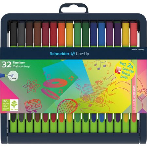 Edding Line-Up Bold Черный, Синий, Бордо, Коричневый, Бирюзовый, Зеленый, Серый, Лиловый, Оранжевый, Розовый, Пурпурный, Красный, Желтый 32шт капиллярная ручка