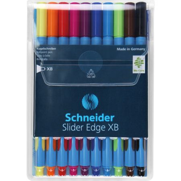 Edding Slider Edge Stick ballpoint pen Черный, Синий, Бордо, Коричневый, Бирюзовый, Зеленый, Лиловый, Оранжевый, Розовый, Пурпурный, Красный, Желтый 10шт
