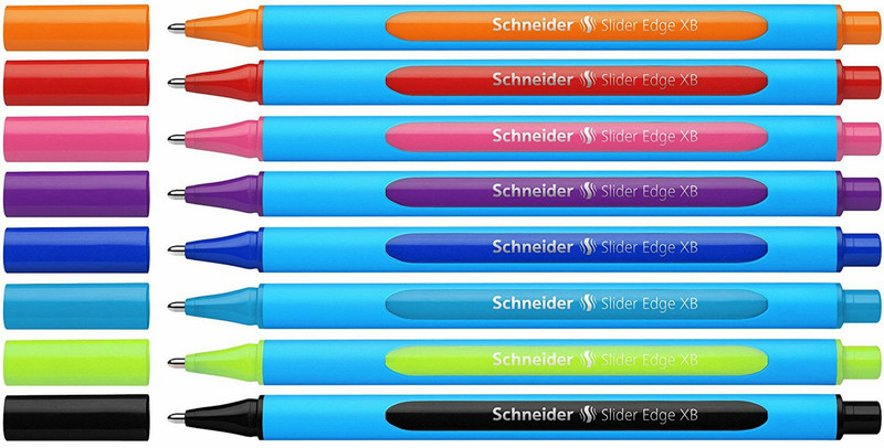 Edding Slider Edge Stick ballpoint pen Bold Черный, Синий, Бирюзовый, Зеленый, Оранжевый, Розовый, Пурпурный, Красный 8шт