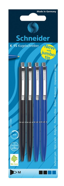 Edding K 15 Stick ballpoint pen Черный, Синий 4шт