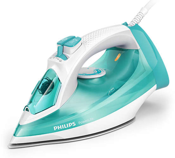 Philips PowerLife GC2992/71 Steam iron SteamGlide soleplate 2300W Turquoise,White iron