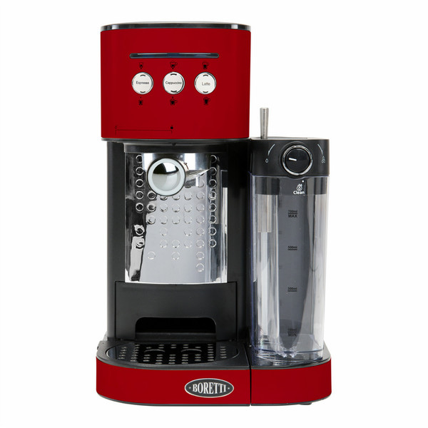 Boretti B401 Freistehend Espressomaschine 1.2l Rot Kaffeemaschine