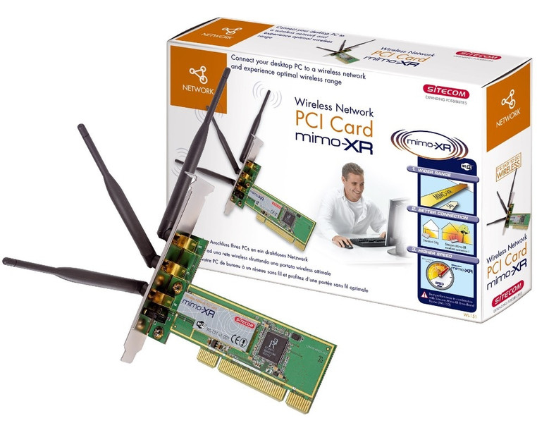 Sitecom MIMO XR Wireless Network PCI Card 54Mbit/s networking card