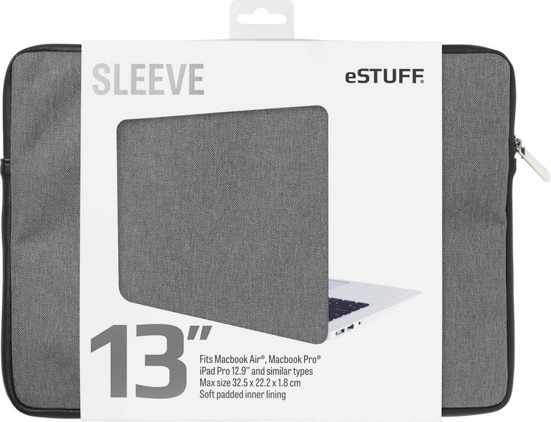 eSTUFF ES82250-TWILL 13Zoll Sleeve case Grau Notebooktasche