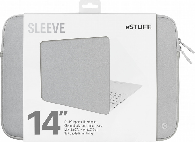 eSTUFF ES82252-GREY 14Zoll Sleeve case Grau Notebooktasche