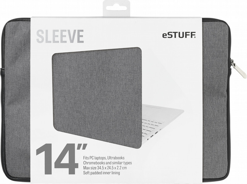 eSTUFF ES82252-TWILL 14Zoll Sleeve case Grau Notebooktasche