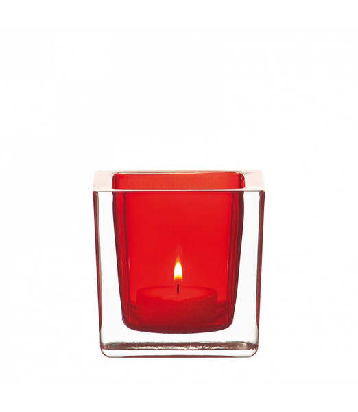 LEONARDO Cube Glass Red candle holder