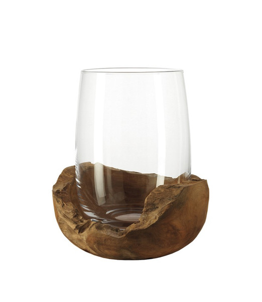 LEONARDO 084409 Glass,Wood Transparent,Wood candle holder
