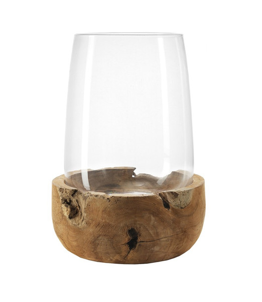 LEONARDO 084416 Glass,Wood Transparent,Wood candle holder