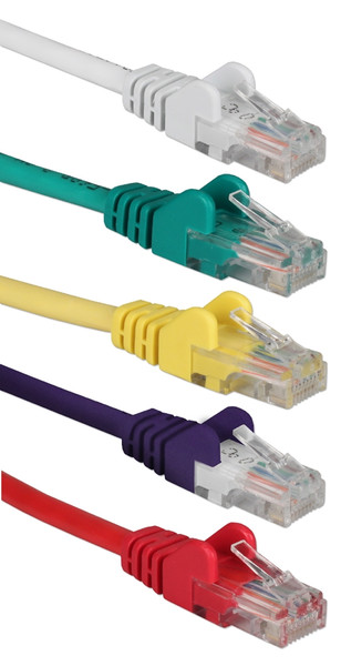 QVS CC5-01RP 0.3m Cat5e Green,Purple,Red,Violet networking cable