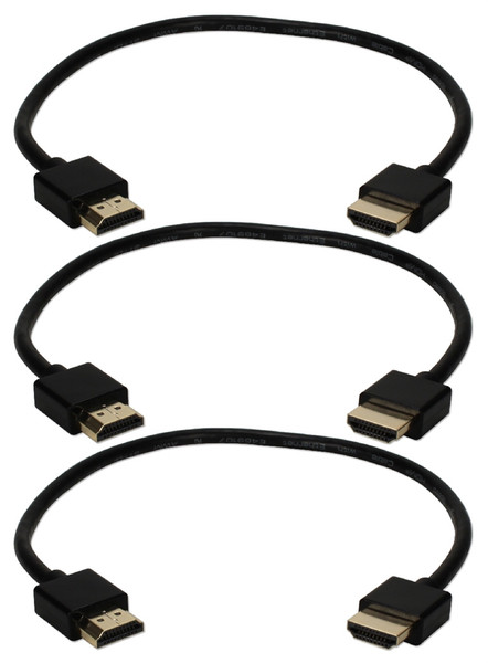 QVS HDT-1.5F-3PK 0.5m HDMI HDMI Black HDMI cable