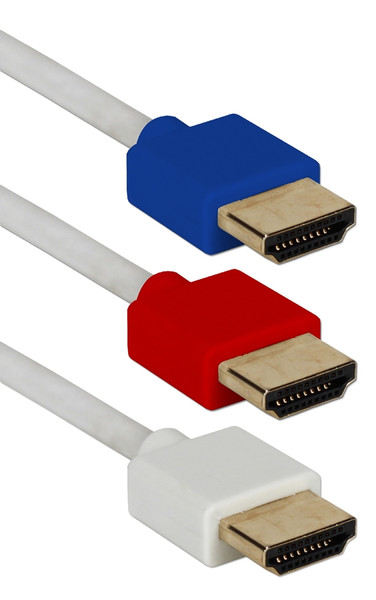 QVS HDT-10F-3PM 3m HDMI HDMI Blau, Rot, Weiß HDMI-Kabel