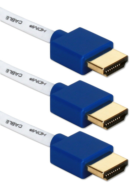 QVS HDT-6F-3PB 1.8m HDMI HDMI Blau, Weiß HDMI-Kabel