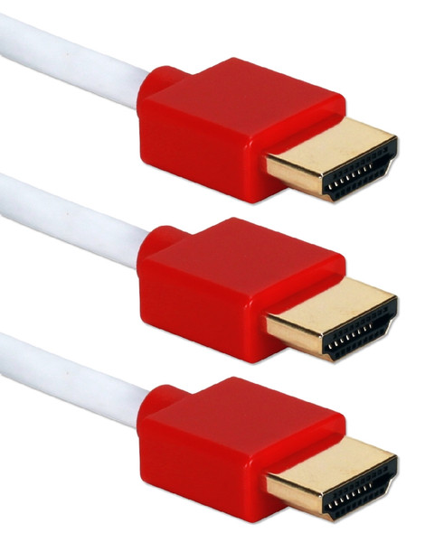 QVS HDT-6F-3PR 1.8m HDMI HDMI Rot, Weiß HDMI-Kabel