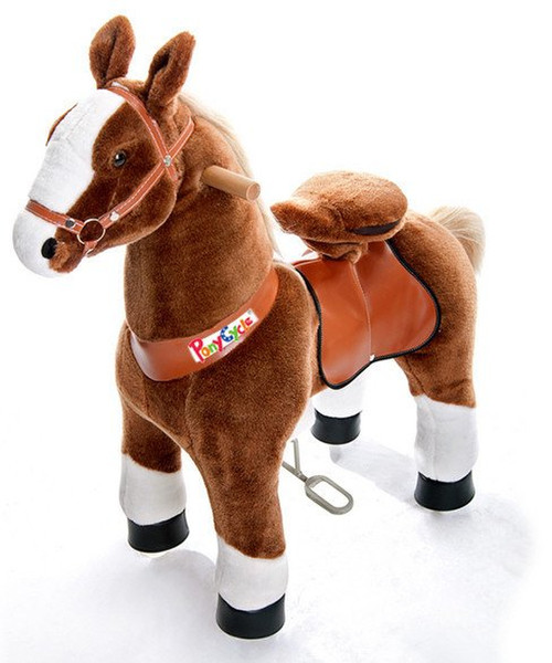 PonyCycle Horse Drücken Spielzeug in Tierform zum Draufsetzen Braun, Weiß