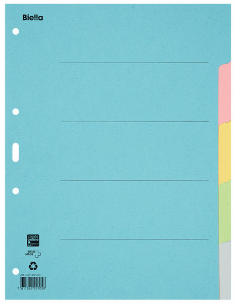 Biella 0461405.00 Blank tab index Тонкий картон Синий, Зеленый, Серый, Розовый, Желтый закладка-разделитель