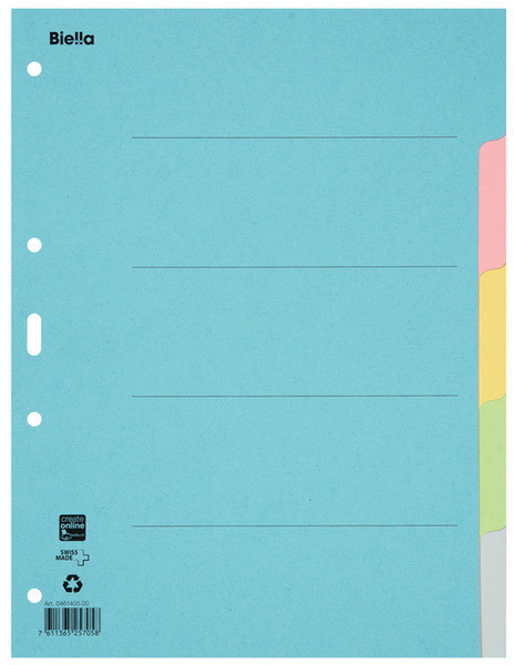 Biella 0461405.00 Blank tab index Carton Blue,Green,Grey,Pink,Yellow tab index