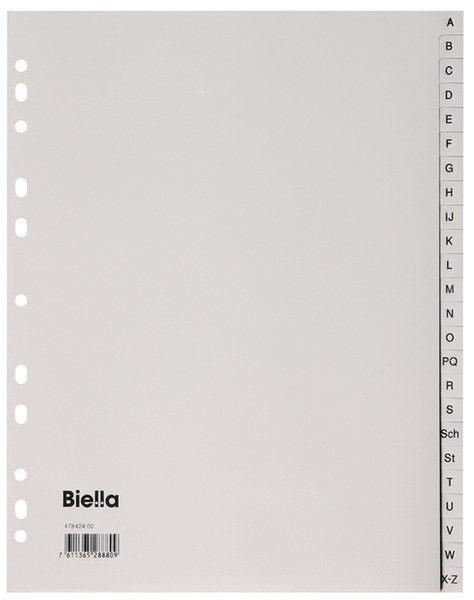 Biella 0478424.00 Alphabetic tab index Polypropylene (PP) Grey tab index