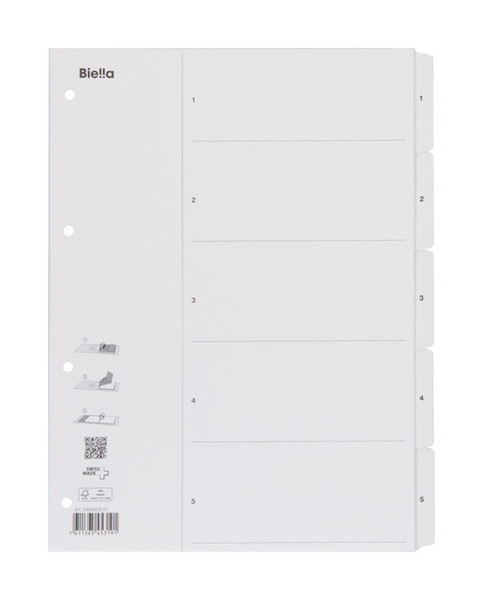 Biella 0469405.01 Numeric tab index Тонкий картон Белый закладка-разделитель
