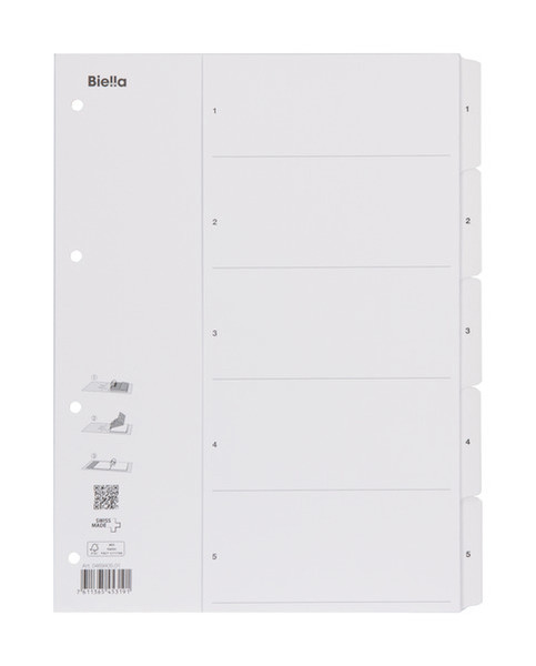 Biella 0469405.01 Numeric tab index Carton White tab index