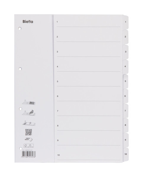Biella 0469410.01 Numeric tab index Тонкий картон Белый закладка-разделитель