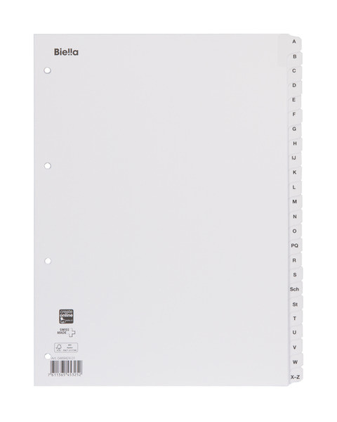 Biella 0469424.01 Alphabetic tab index Тонкий картон Белый закладка-разделитель
