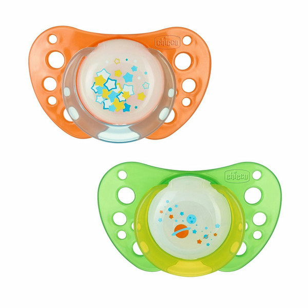 Chicco 00075023410000 Classic baby pacifier Orthodontic Rubber Green,Orange baby pacifier