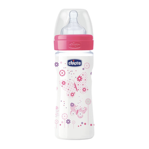 Chicco Biberon Benessere 250ml silicone 250ml Pink,White feeding bottle