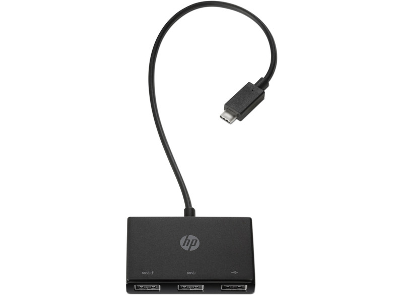 HP USB-C to USB-A Hub USB 3.0 (3.1 Gen 1) Type-C 5000Мбит/с Черный хаб-разветвитель