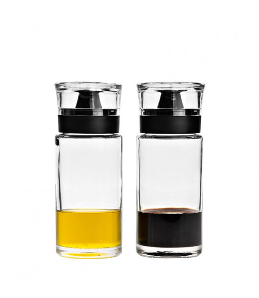 LEONARDO Cucina Bottle Glass Black,Transparent oil/vinegar dispenser