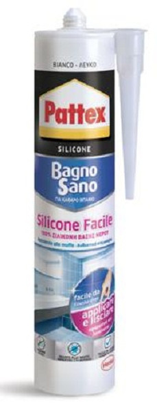 Pattex Bagno Sano Silicone Facile 300ml В помещении и на открытом воздухе Белый Silicone sealant