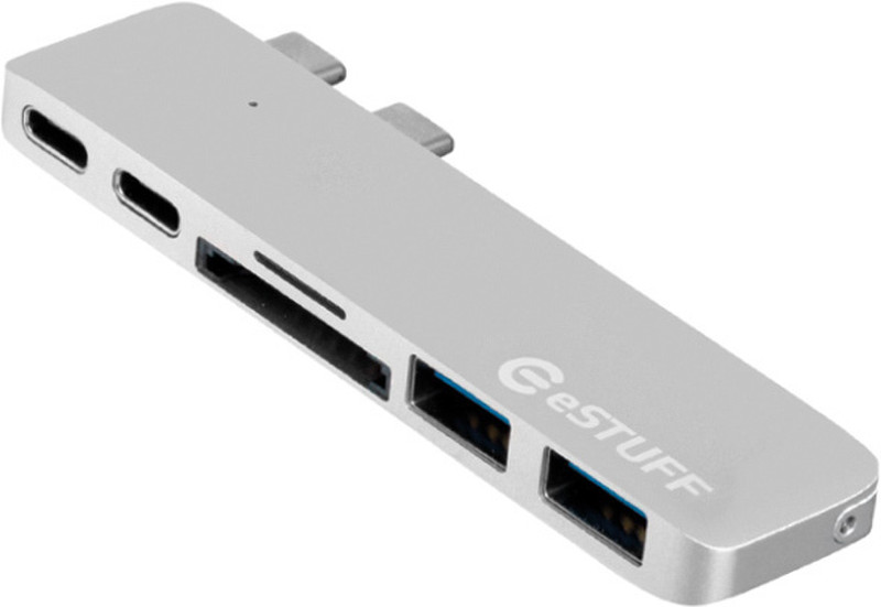 eSTUFF ES84122-SILVER USB 3.0 (3.1 Gen 1) Type-C Cеребряный хаб-разветвитель