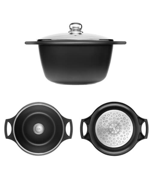 Castey F-IO28 7.5L Round Black saucepan