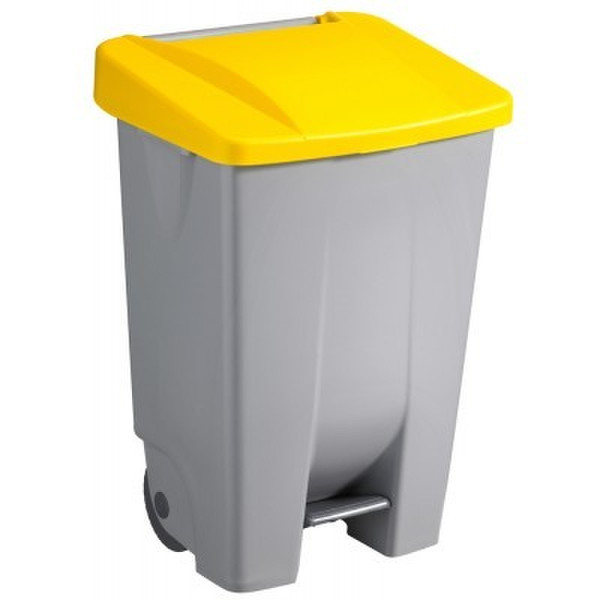 Sunware 02700357 80L Rectangular Plastic Grey,Yellow waste basket